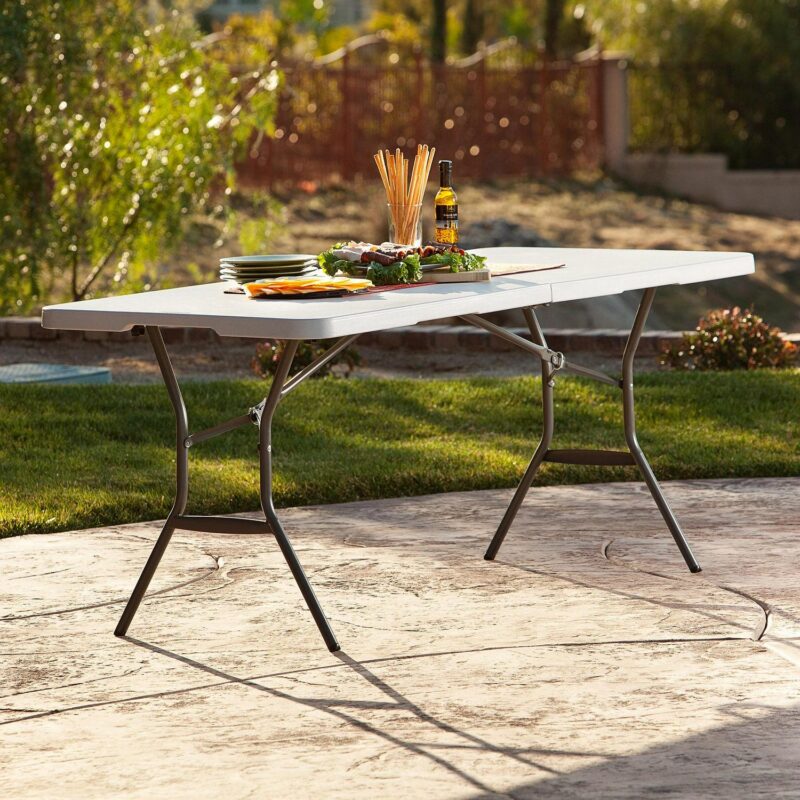 Lifetime 6 Foot Rectangle Fold-in-Half Table, Commercial Grade, White Granite (25011) - Image 9