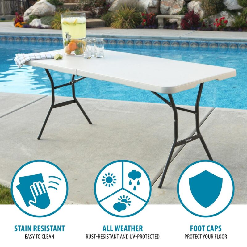 Lifetime 6 Foot Rectangle Fold-in-Half Table, Commercial Grade, White Granite (25011) - Image 6