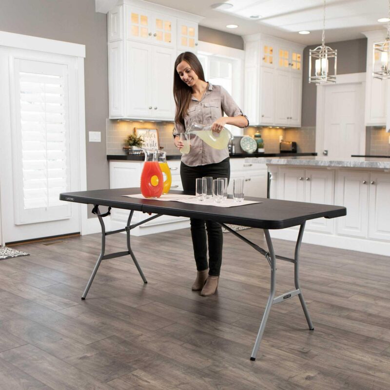 Lifetime 6 Foot Rectangle Fold-In-Half Table, Indoor/Outdoor, Light Commercial Grade, Black (80788) - Image 4