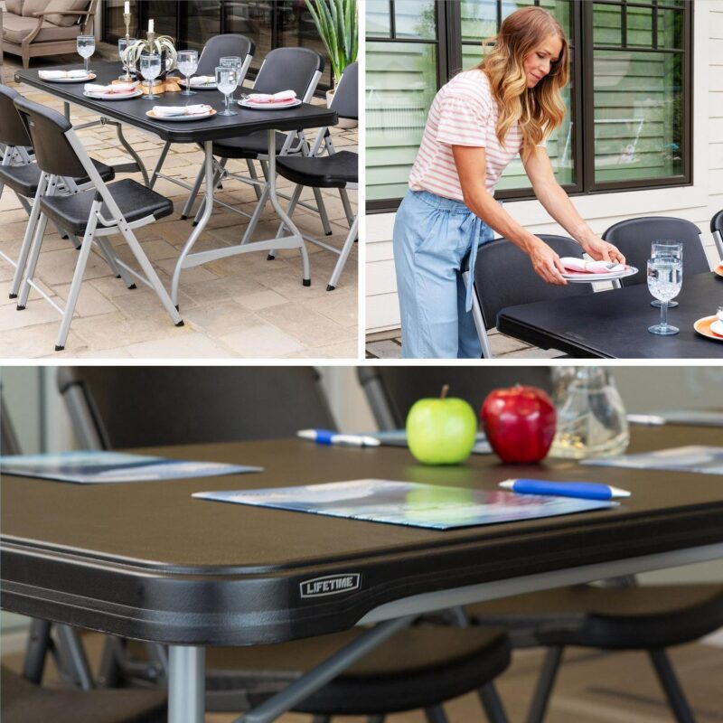Lifetime 6 Foot Rectangle Folding Table, Indoor/Outdoor Commercial Grade, Black (280350) - Image 7