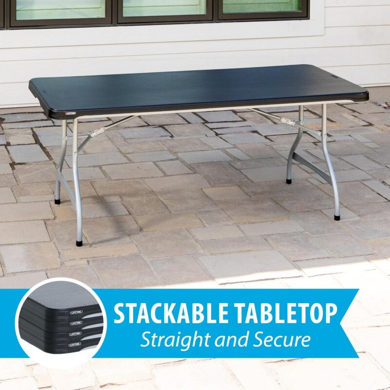 Lifetime 6 Foot Rectangle Folding Table, Indoor/Outdoor Commercial Grade, Black (280350) - Image 3