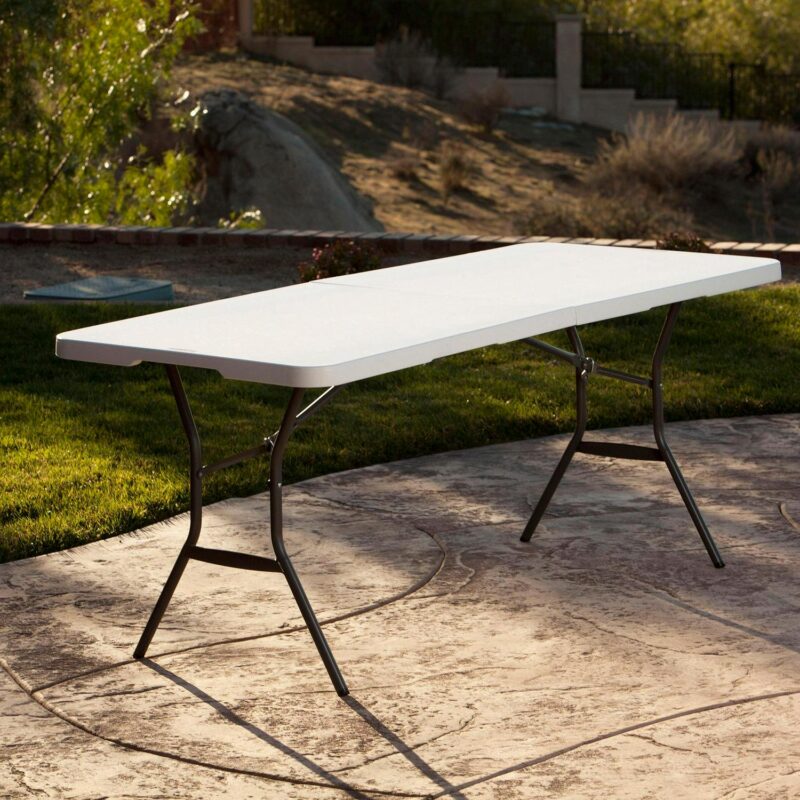 Lifetime 6 Foot Rectangle Fold-in-Half Table, Commercial Grade, White Granite (25011) - Image 7