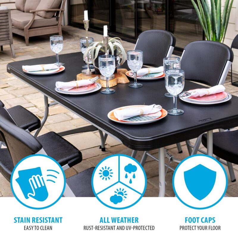 Lifetime 6 Foot Rectangle Folding Table, Indoor/Outdoor Commercial Grade, Black (280350) - Image 6
