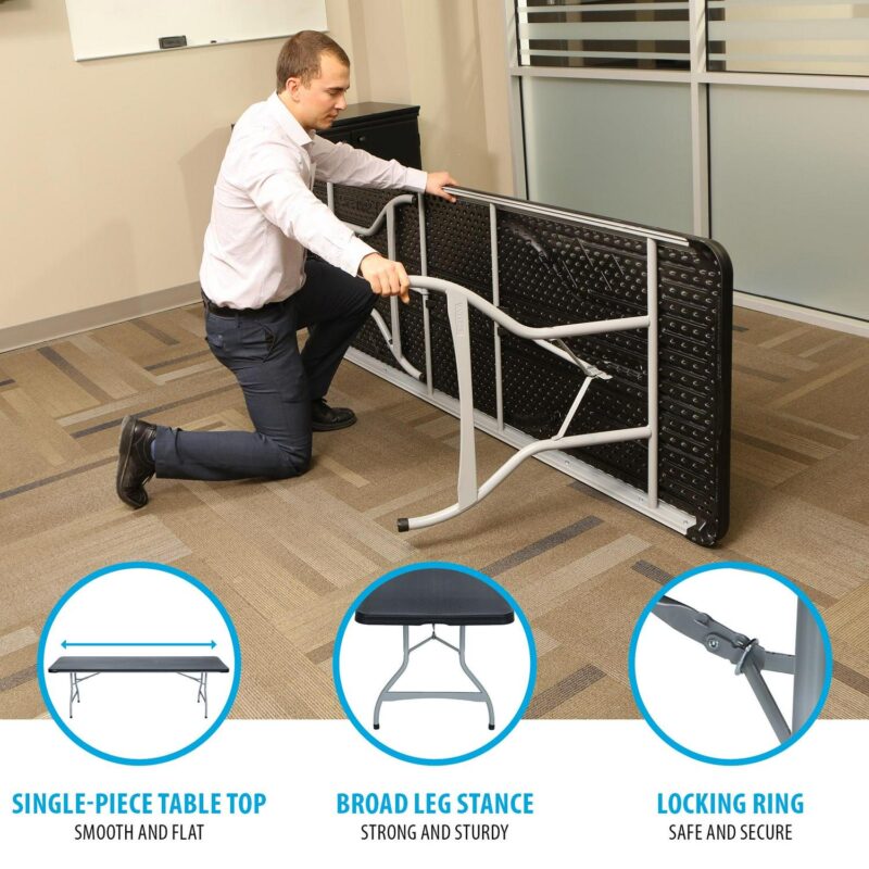 Lifetime 8 Foot Nesting Rectangle Table, Indoor/Outdoor Commercial Grade, Black (280462) - Image 4