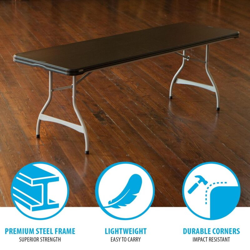 Lifetime 8 Foot Nesting Rectangle Table, Indoor/Outdoor Commercial Grade, Black (280462) - Image 5