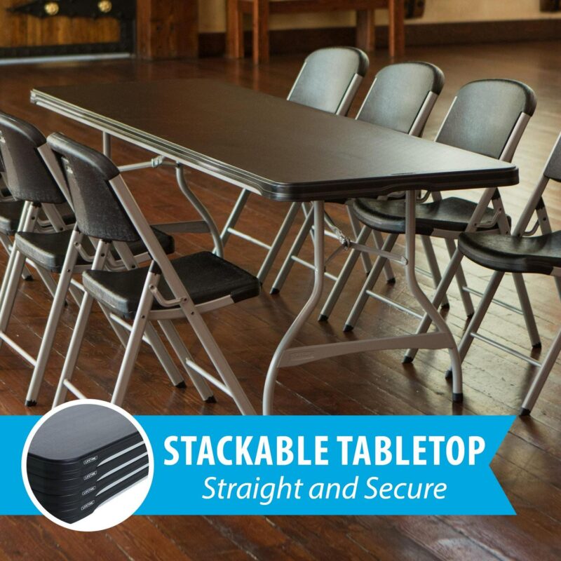 Lifetime 8 Foot Nesting Rectangle Table, Indoor/Outdoor Commercial Grade, Black (280462) - Image 3