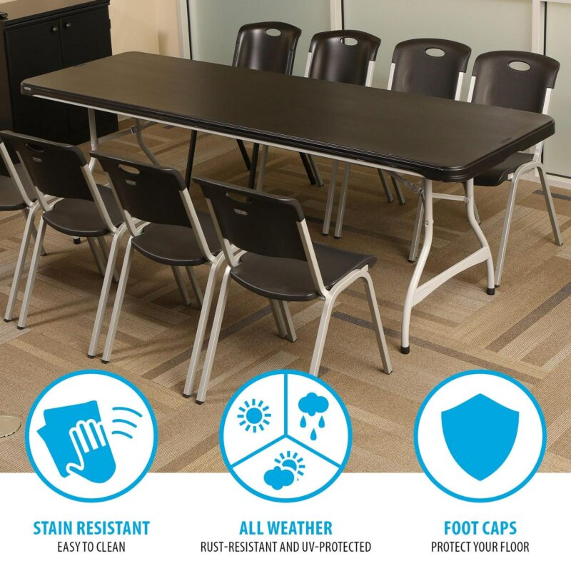 Lifetime 8 Foot Nesting Rectangle Table, Indoor/Outdoor Commercial Grade, Black (280462) - Image 6