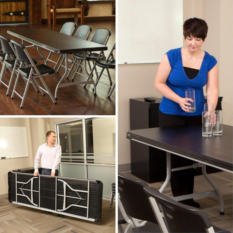 Lifetime 8 Foot Nesting Rectangle Table, Indoor/Outdoor Commercial Grade, Black (280462) - Image 8
