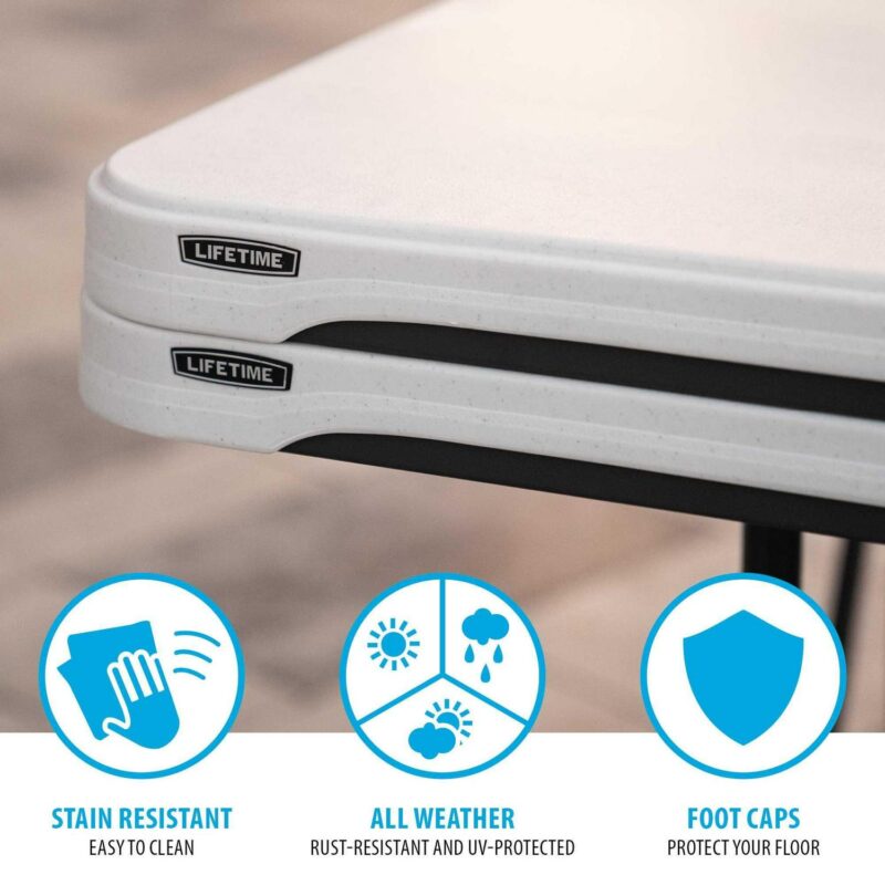Lifetime 8 ft. Nesting Rectangle Folding Table, Indoor/Outdoor Commercial Grade, White (280299) - Image 7