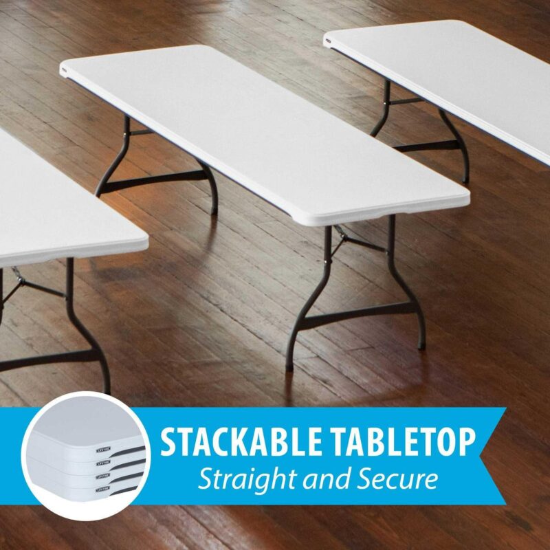 Lifetime 8 ft. Nesting Rectangle Folding Table, Indoor/Outdoor Commercial Grade, White (280299) - Image 4