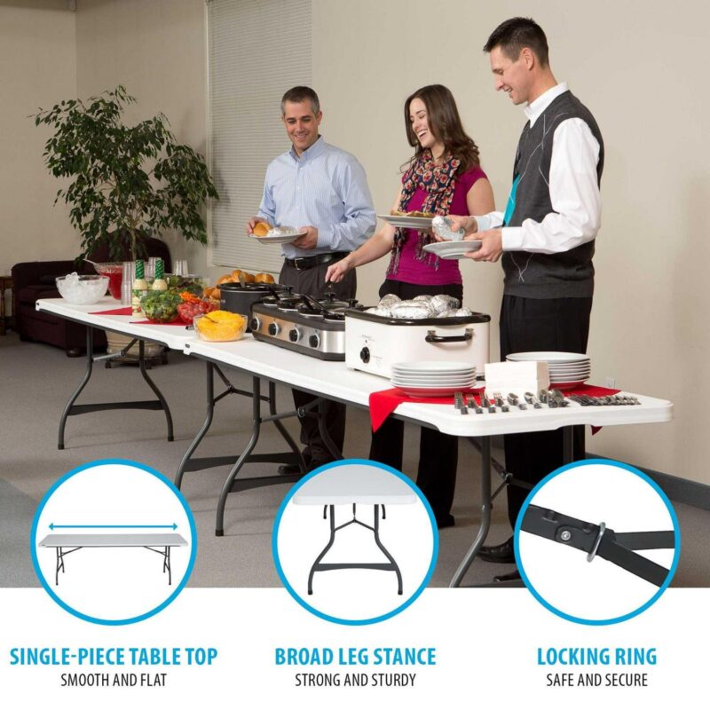 Lifetime 8 ft. Nesting Rectangle Folding Table, Indoor/Outdoor Commercial Grade, White (280299) - Image 5
