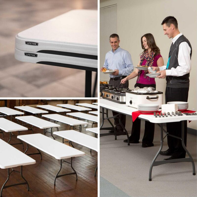 Lifetime 8 ft. Nesting Rectangle Folding Table, Indoor/Outdoor Commercial Grade, White (280299) - Image 9