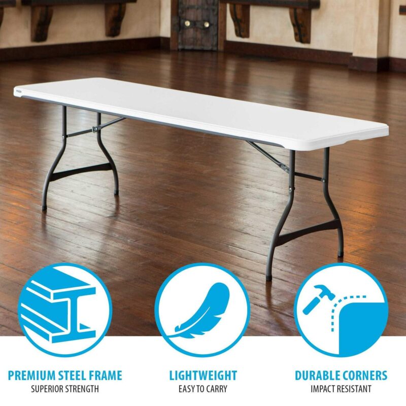 Lifetime 8 ft. Nesting Rectangle Folding Table, Indoor/Outdoor Commercial Grade, White (280299) - Image 6