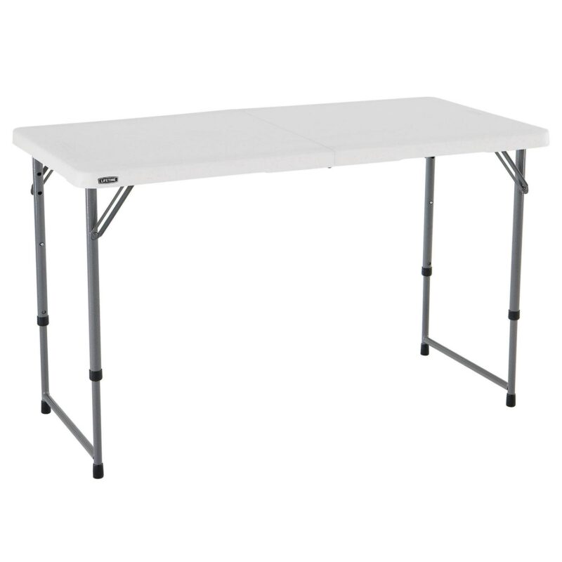 Lifetime Height Adjustable Indoor/Outdoor Folding Table, 4 ft. x 24 in., White Granite (4428)
