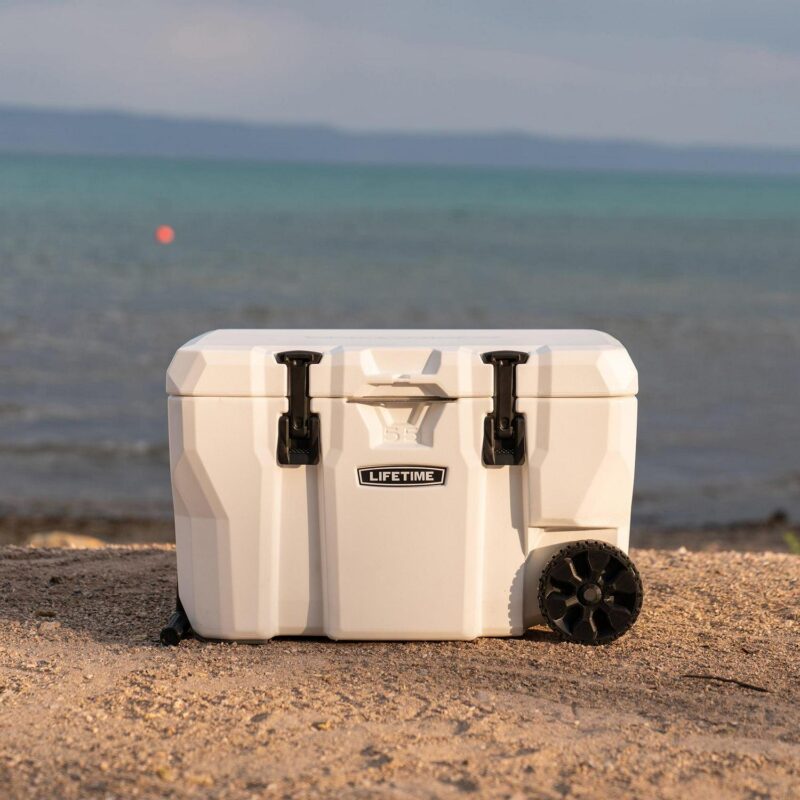 Lifetime New 55 Qt. Capacity High Performance Polyethylene Cooler with Wheels, Arctic White (91072) - Image 2