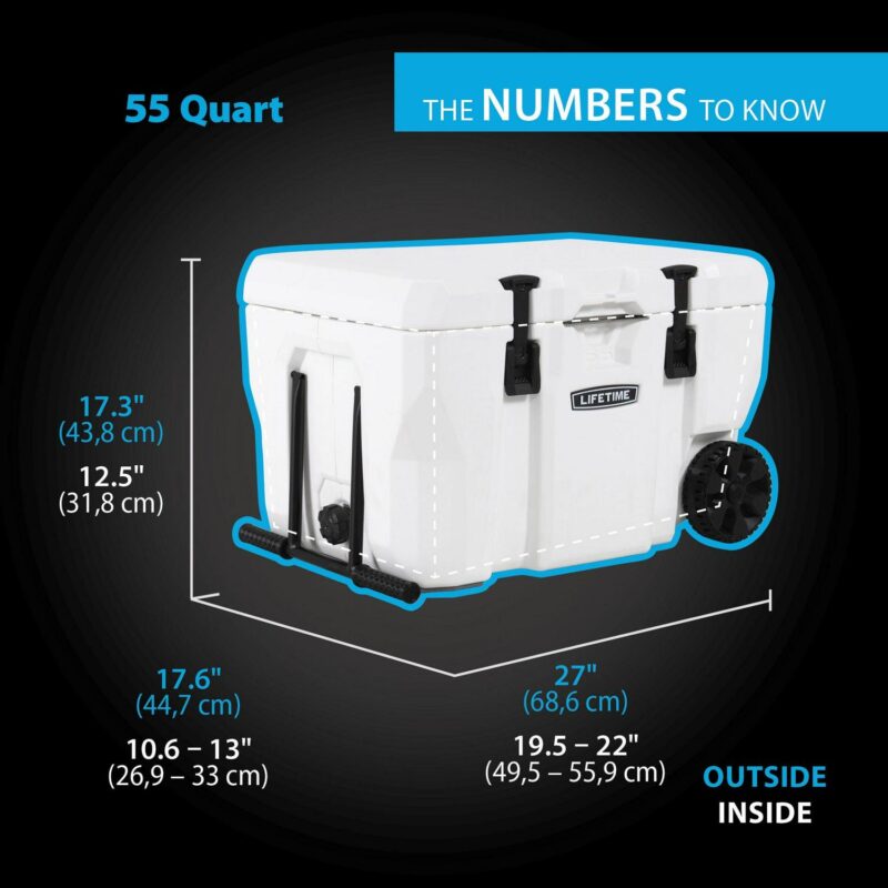 Lifetime New 55 Qt. Capacity High Performance Polyethylene Cooler with Wheels, Arctic White (91072) - Image 3