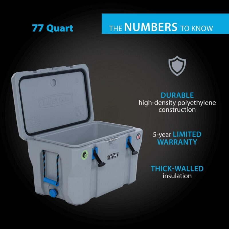 Lifetime New 77 Qt. Capacity High Performance Polyethylene Cooler, Light Gray (90903) - Image 3