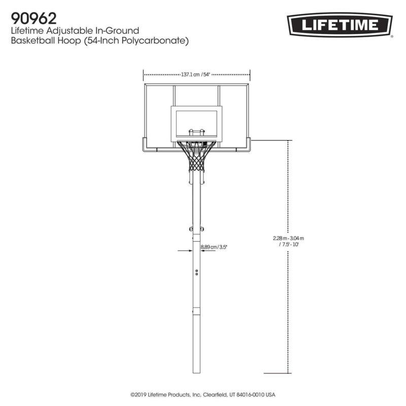 Lifetime New Adjustable In-Ground Basketball Hoop (54-inch Polycarbonate) - 90962 - Image 8