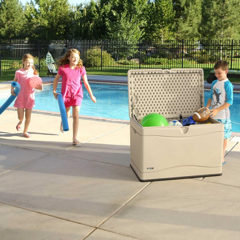 Lifetime New Outdoor Polyethylene Deck Box and Bench 80 Gal., Tan (60059) - Image 8