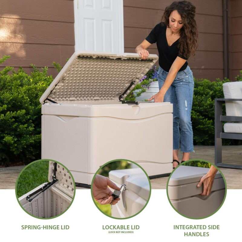 Lifetime New Outdoor Polyethylene Deck Box and Bench 80 Gal., Tan (60059) - Image 3