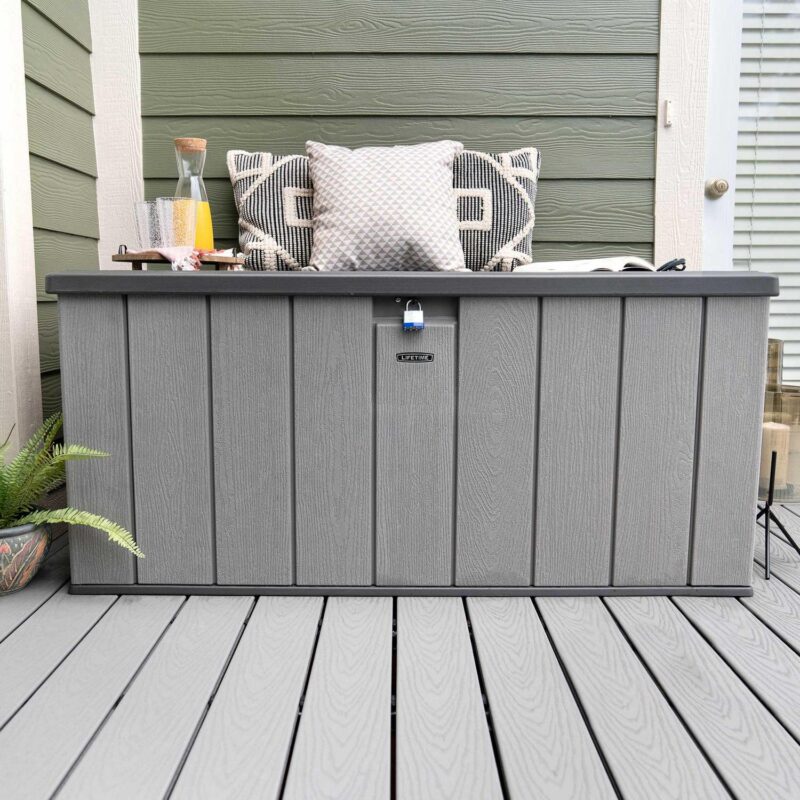 Lifetime New Outdoor Polyethylene Deck Box and Bench 150 Gallon, Gray (60340) - Image 2