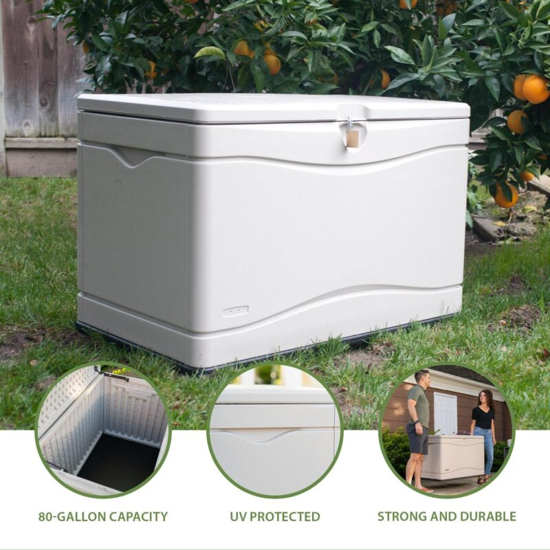 Lifetime New Outdoor Polyethylene Deck Box and Bench 80 Gal., Tan (60059) - Image 2