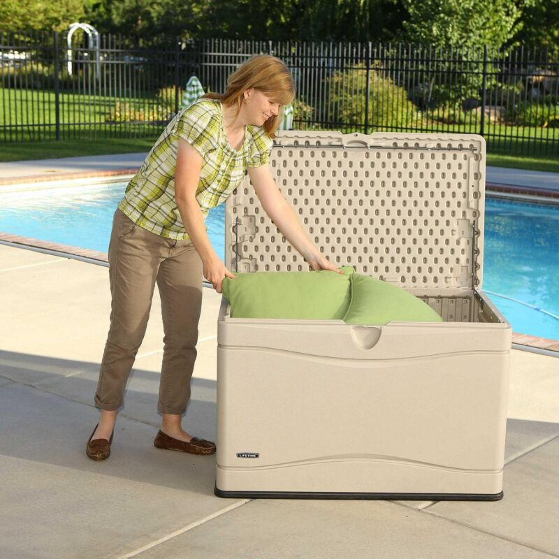 Lifetime New Outdoor Polyethylene Deck Box and Bench 80 Gal., Tan (60059) - Image 7