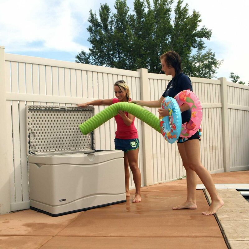 Lifetime New Outdoor Polyethylene Deck Box and Bench 80 Gal., Tan (60059) - Image 9
