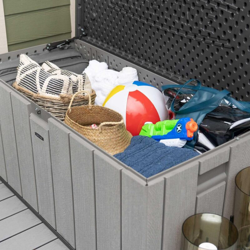 Lifetime New Outdoor Polyethylene Deck Box and Bench 150 Gallon, Gray (60340) - Image 9