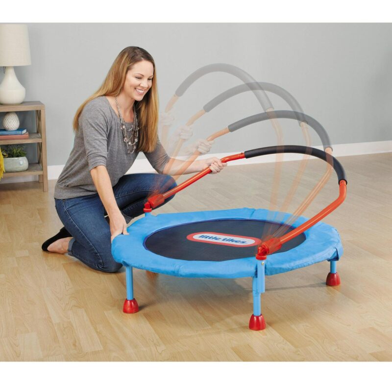 Little Tikes Easy Store 3-Foot Trampoline, with Hand Rail, Blue - Image 2