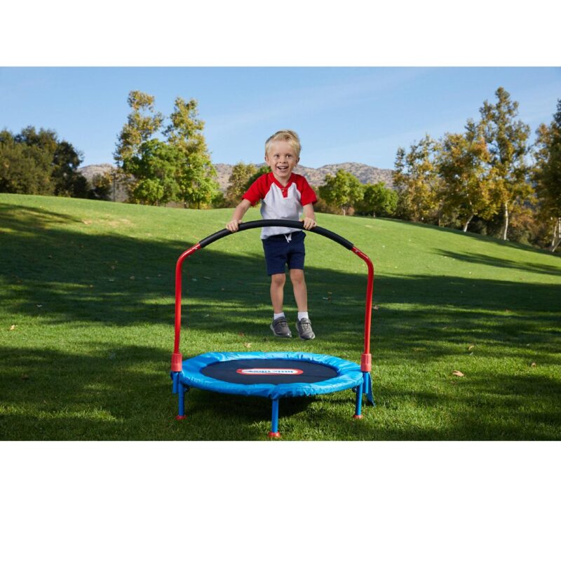 Little Tikes Easy Store 3-Foot Trampoline, with Hand Rail, Blue - Image 3