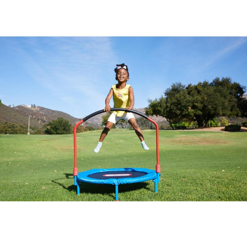 Little Tikes Easy Store 3-Foot Trampoline, with Hand Rail, Blue - Image 6