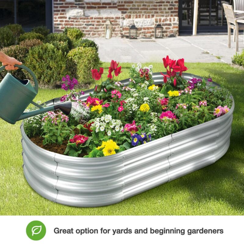 Livhil 2pcs Galvanized Raised Garden Bed Clearance, 4ft (L) x2ft (W) x1ft (H) Outdoor Garden Planters, Galvanized Raised Planters Silver,Not Wood - Image 7