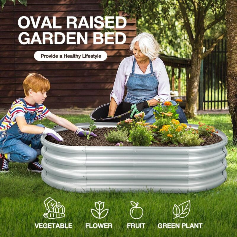 Livhil 2pcs Galvanized Raised Garden Bed Clearance, 4ft (L) x2ft (W) x1ft (H) Outdoor Garden Planters, Galvanized Raised Planters Silver,Not Wood - Image 3
