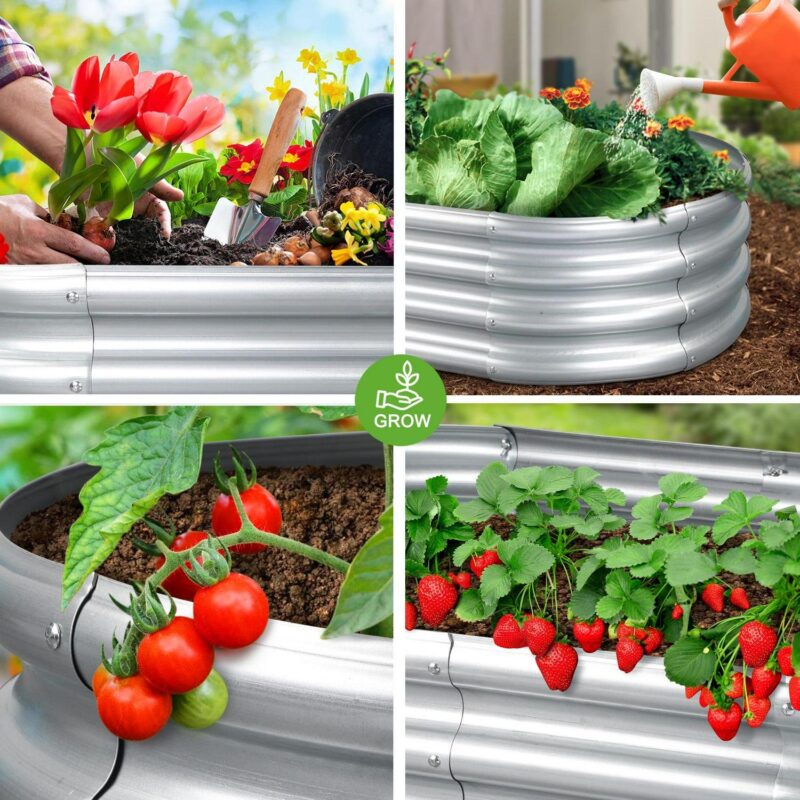 Livhil 2pcs Galvanized Raised Garden Bed Clearance, 4ft (L) x2ft (W) x1ft (H) Outdoor Garden Planters, Galvanized Raised Planters Silver,Not Wood - Image 4