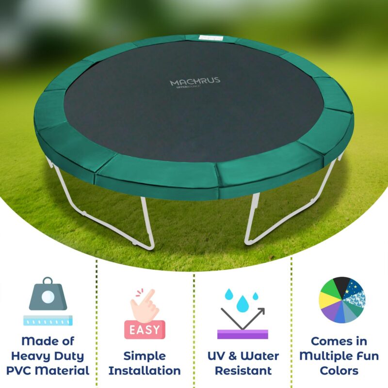 Machrus Upper Bounce Replacement Spring Cover - Safety Pad, Fits only for Upper Bounce Brand 10 X 17 FT Rectangular Trampoline Frame - Black/Green - Image 4