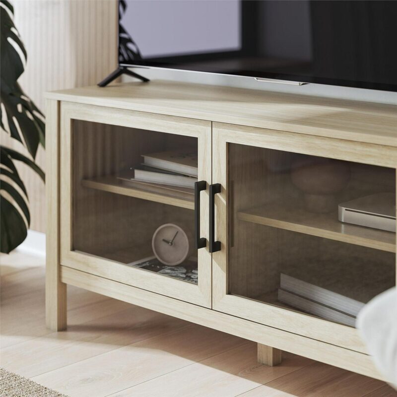 Mainstays Glass Door TV Stand for TVs up to 60 , Spring Pine - Image 9