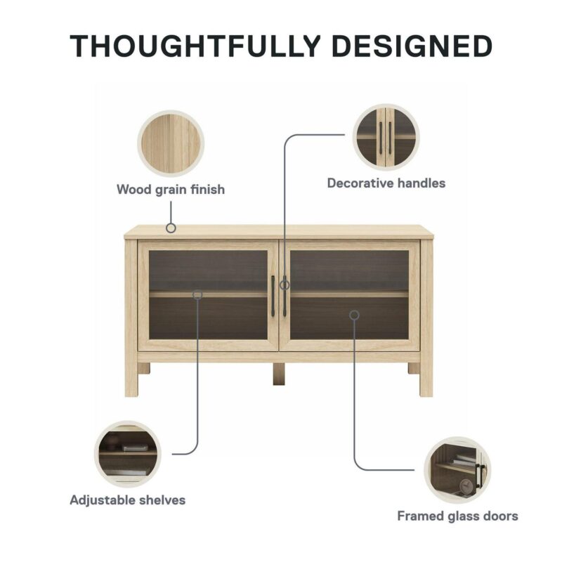 Mainstays Glass Door TV Stand for TVs up to 60 , Spring Pine - Image 11