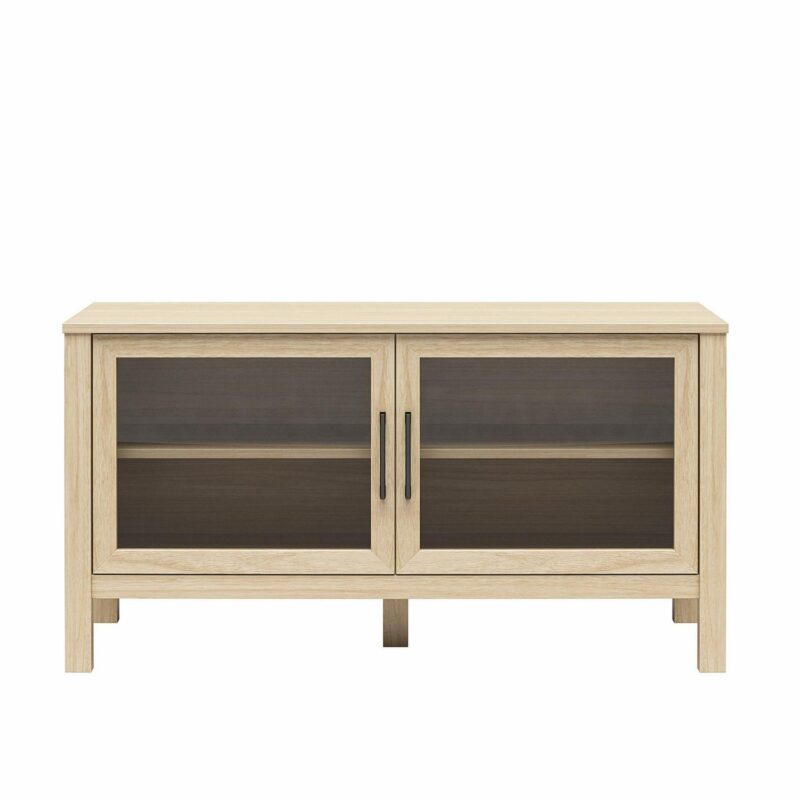 Mainstays Glass Door TV Stand for TVs up to 60 , Spring Pine - Image 2