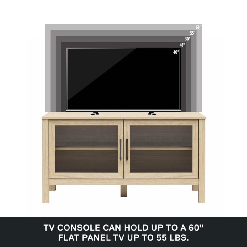 Mainstays Glass Door TV Stand for TVs up to 60 , Spring Pine - Image 10