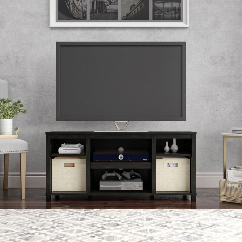 Mainstays Parsons TV Stand for TVs up to 50 , Black Oak - Image 3