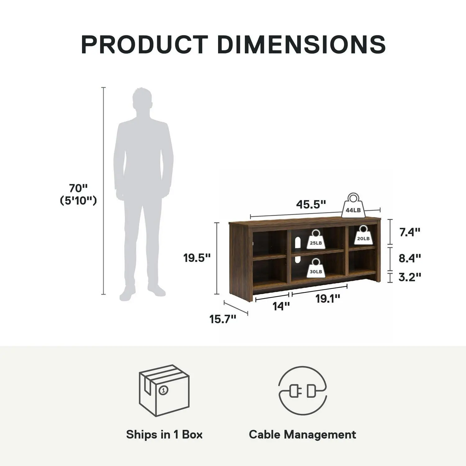 Mainstays Parsons TV Stand for TVs up to 50 , Canyon Walnut 9 Mainstays Parsons TV Stand for TVs up to 50 , Canyon Walnut - Image 9