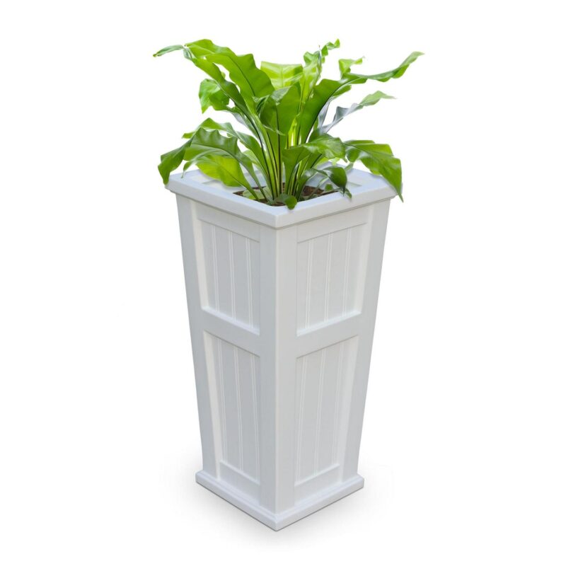 Mayne Cape Cod 15.5  x 15.5' x 32  Square White Self-Watering Polyethylene Planter