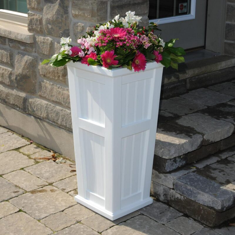 Mayne Cape Cod 15.5  x 15.5' x 32  Square White Self-Watering Polyethylene Planter - Image 4