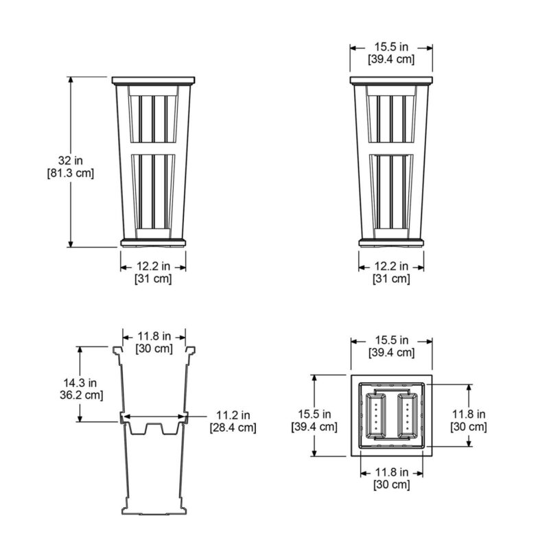 Mayne Cape Cod 15.5  x 15.5' x 32  Square White Self-Watering Polyethylene Planter - Image 3