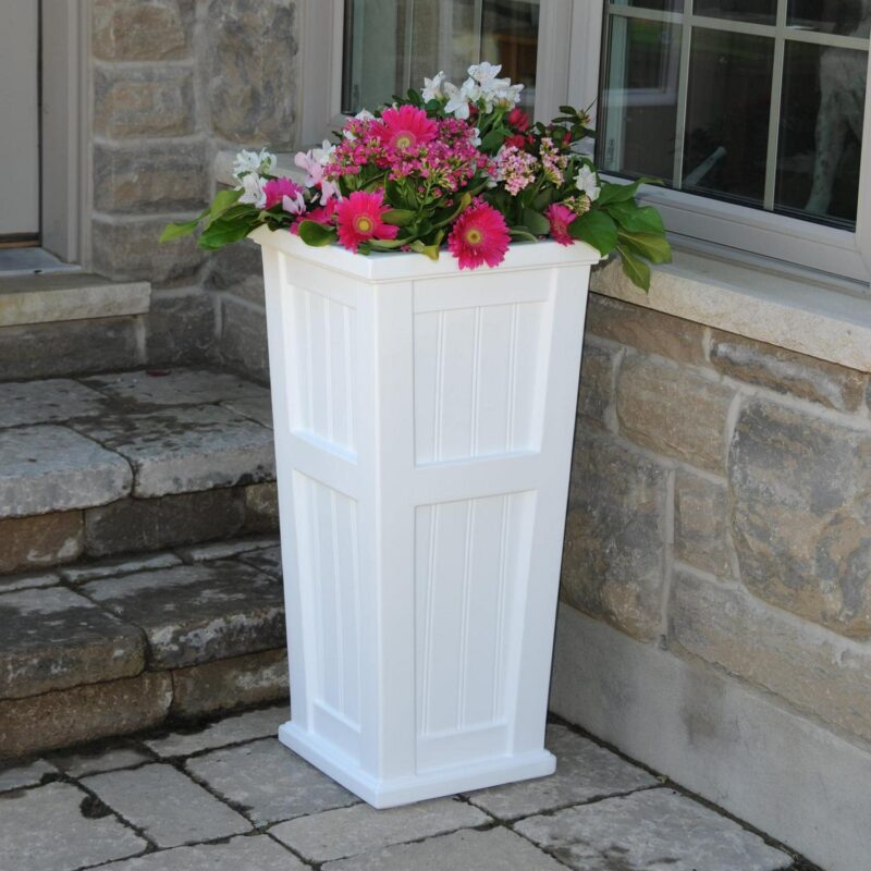 Mayne Cape Cod 15.5  x 15.5' x 32  Square White Self-Watering Polyethylene Planter - Image 2