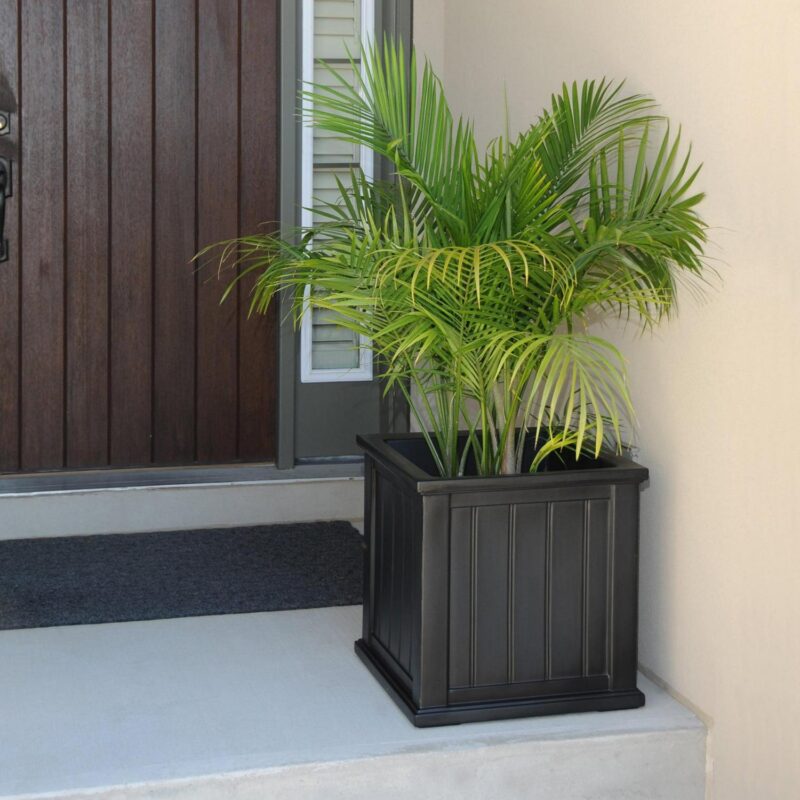 Mayne Cape Cod 20  x 20  x 20  Square Black Self-Watering Polyethylene Planter - Image 4