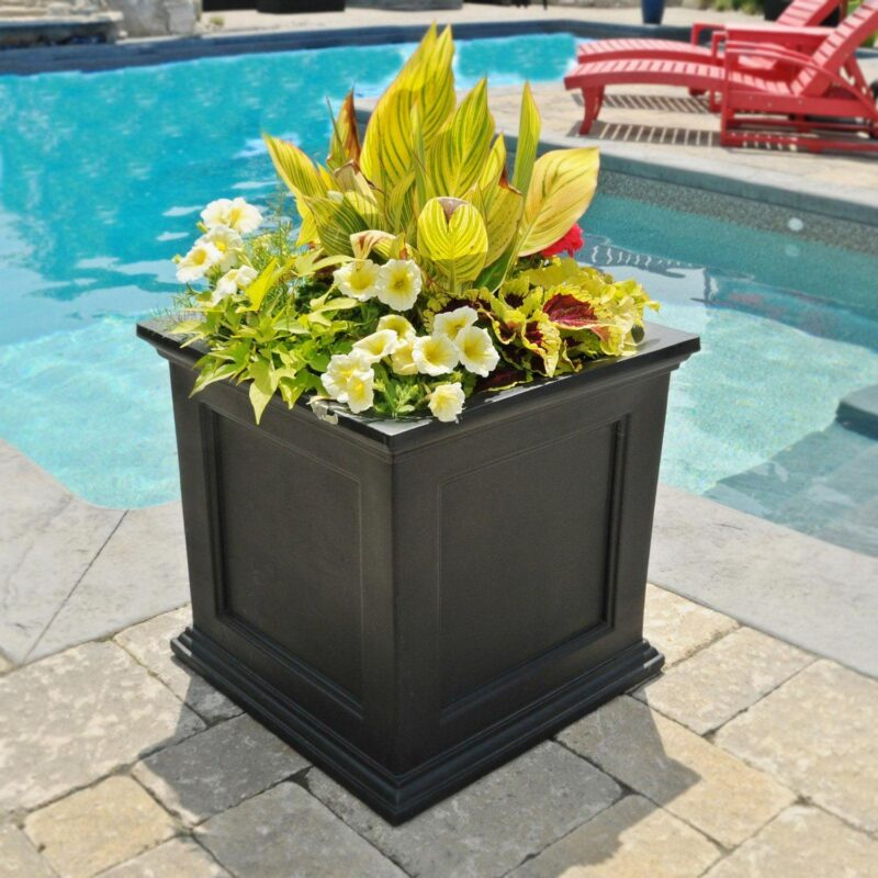 Mayne Fairfield 20x20  Square Traditional Plastic Planter in Black - Image 5