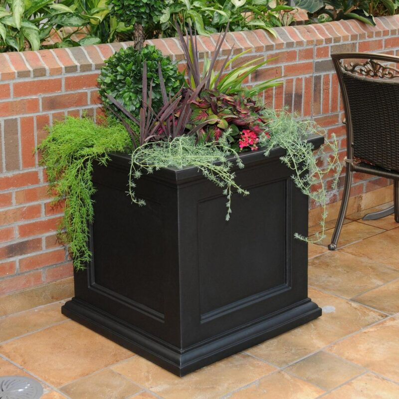 Mayne Fairfield 28  x 28  x 28  Square Black Polyethylene Planter - Image 3