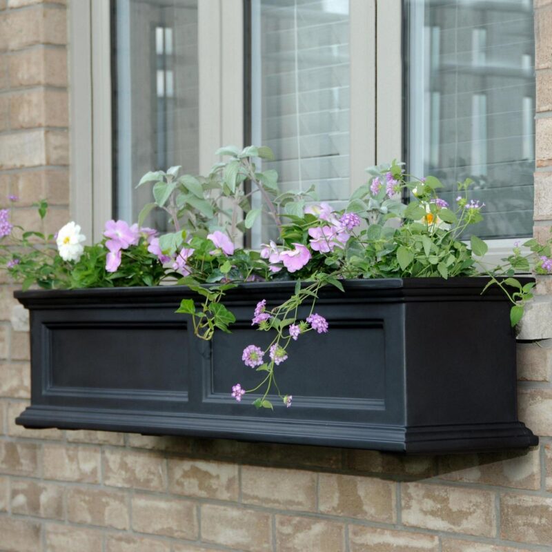 Mayne Fairfield 48  x 11  x 10.8  Rectangle Black Self-Watering Polyethylene Window box Planter - Image 5